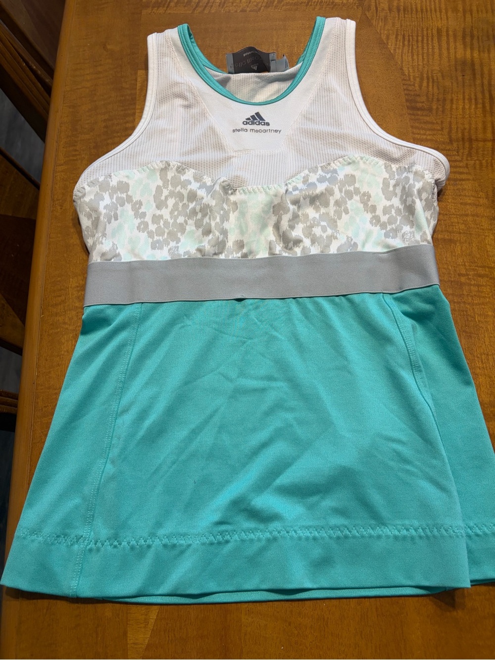adidas Teal, White & Gray Athletic Tank Top